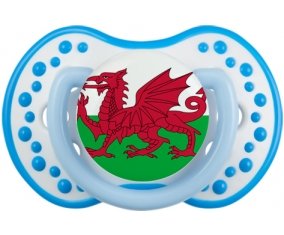 Drapeau Pays de Galles Tétine LOVI Dynamic Blanc-bleu phosphorescente