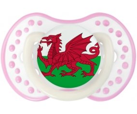 Drapeau Pays de Galles Tétine LOVI Dynamic Blanc-rose phosphorescente
