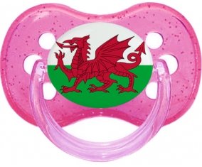 Drapeau Pays de Galles Sucette Cerise Rose à paillette