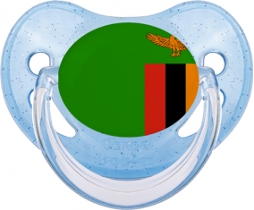 Drapeau Zambie Tétine Physiologique Bleue à paillette