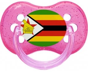 Drapeau Zimbabwe Sucette Cerise Rose à paillette