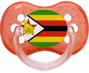 Drapeau Zimbabwe Sucette Cerise Rouge à paillette