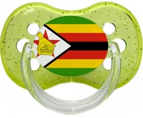 Drapeau Zimbabwe Sucette Cerise Vert à paillette