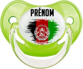 Drapeau effet pinceau Afghanistan avec prénom Sucette Physiologique Vert classique