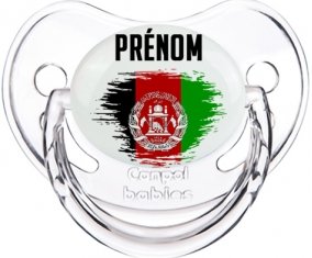 Drapeau effet pinceau Afghanistan avec prénom Sucette Physiologique Transparent classique