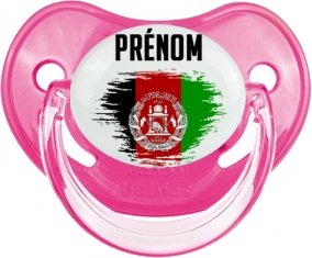 Drapeau effet pinceau Afghanistan avec prénom Sucette Physiologique Rose classique