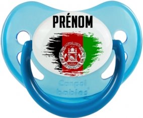 Drapeau effet pinceau Afghanistan avec prénom Sucette Physiologique Bleue phosphorescente