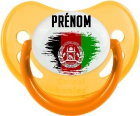 Drapeau effet pinceau Afghanistan avec prénom Sucette Physiologique Jaune phosphorescente