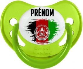 Drapeau effet pinceau Afghanistan avec prénom Sucette Physiologique Vert phosphorescente