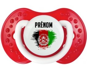 Drapeau effet pinceau Afghanistan avec prénom Sucette LOVI Dynamic Blanc-rouge classique