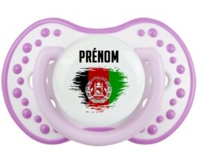 Drapeau effet pinceau Afghanistan avec prénom Sucette LOVI Dynamic Blanc-mauve classique