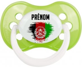 Drapeau effet pinceau Afghanistan avec prénom Tétine Anatomique Vert classique