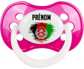 Drapeau effet pinceau Afghanistan avec prénom Tétine Anatomique Rose foncé classique