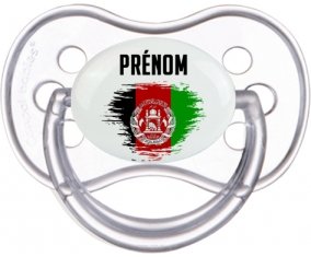 Drapeau effet pinceau Afghanistan avec prénom Tétine Anatomique Transparente classique
