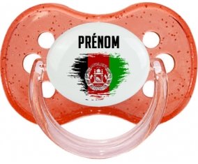 Drapeau effet pinceau Afghanistan avec prénom Sucette Cerise Rouge à paillette