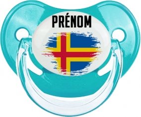 Drapeau effet pinceau Iles Aland avec prénom : Sucette Physiologique personnalisée