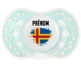 Drapeau effet pinceau Iles Aland avec prénom Sucette LOVI Dynamic Retro-turquoise-lagon classique