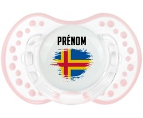 Drapeau effet pinceau Iles Aland avec prénom Sucette LOVI Dynamic Retro-blanc-rose-tendre classique