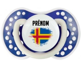 Drapeau effet pinceau Iles Aland avec prénom Sucette LOVI Dynamic Bleu-marine phosphorescente