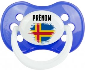 Drapeau effet pinceau Iles Aland avec prénom : Sucette Anatomique personnalisée