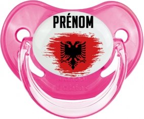 Drapeau effet pinceau Albanie avec prénom Tétine Physiologique Rose classique