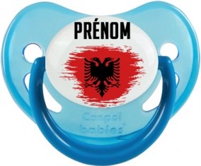 Drapeau effet pinceau Albanie avec prénom Tétine Physiologique Bleue phosphorescente