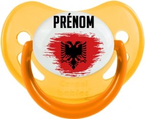 Drapeau effet pinceau Albanie avec prénom Tétine Physiologique Jaune phosphorescente