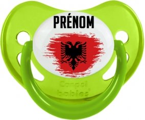 Drapeau effet pinceau Albanie avec prénom Tétine Physiologique Vert phosphorescente