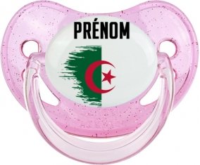 Drapeau effet pinceau Algérie avec prénom Sucete Physiologique Rose à paillette