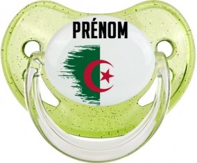 Drapeau effet pinceau Algérie avec prénom Sucete Physiologique Vert à paillette