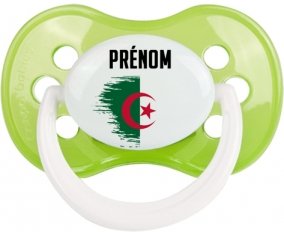 Drapeau effet pinceau Algérie avec prénom Sucette Anatomique Vert classique