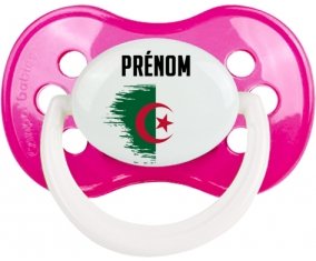 Drapeau effet pinceau Algérie avec prénom Sucette Anatomique Rose foncé classique