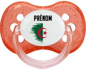 Drapeau effet pinceau Algérie avec prénom Sucette Cerise Rouge à paillette