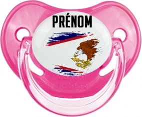 Drapeau effet pinceau Samoa américaines avec prénom Sucette Physiologique Rose classique