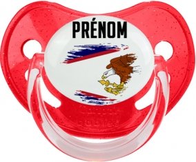 Drapeau effet pinceau Samoa américaines avec prénom Sucette Physiologique Rouge à paillette