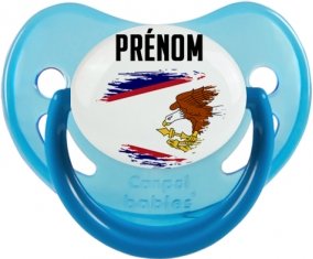 Drapeau effet pinceau Samoa américaines avec prénom Sucette Physiologique Bleue phosphorescente
