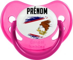 Drapeau effet pinceau Samoa américaines avec prénom Sucette Physiologique Rose phosphorescente
