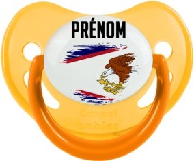 Drapeau effet pinceau Samoa américaines avec prénom Sucette Physiologique Jaune phosphorescente