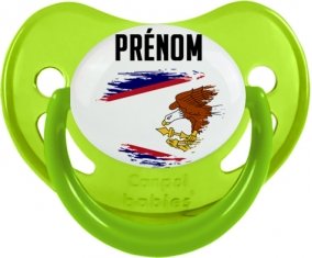 Drapeau effet pinceau Samoa américaines avec prénom Sucette Physiologique Vert phosphorescente