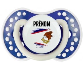 Drapeau effet pinceau Samoa américaines avec prénom Sucette LOVI Dynamic Bleu-marine phosphorescente