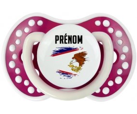 Drapeau effet pinceau Samoa américaines avec prénom Sucette LOVI Dynamic Fuchsia phosphorescente