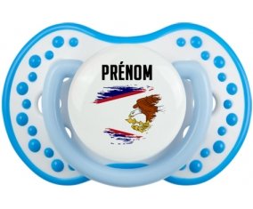 Drapeau effet pinceau Samoa américaines avec prénom Sucette LOVI Dynamic Blanc-bleu phosphorescente