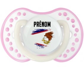 Drapeau effet pinceau Samoa américaines avec prénom Sucette LOVI Dynamic Blanc-rose phosphorescente