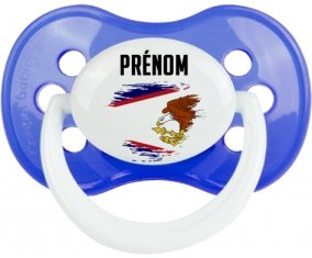Drapeau effet pinceau Samoa américaines avec prénom Tétine Anatomique Bleu classique