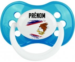 Drapeau effet pinceau Samoa américaines avec prénom Tétine Anatomique Cyan classique