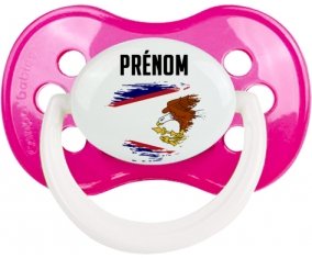 Drapeau effet pinceau Samoa américaines avec prénom Tétine Anatomique Rose foncé classique
