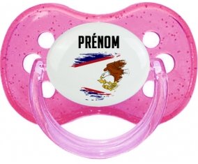 Drapeau effet pinceau Samoa américaines avec prénom Sucette Cerise Rose à paillette