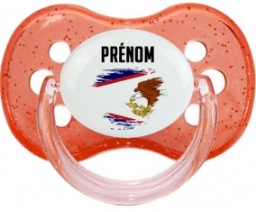 Drapeau effet pinceau Samoa américaines avec prénom Sucette Cerise Rouge à paillette