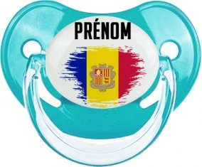 Drapeau effet pinceau Andorre avec prénom : Sucette Physiologique personnalisée