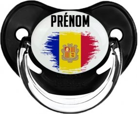 Drapeau effet pinceau Andorre avec prénom Sucette Physiologique Noir classique